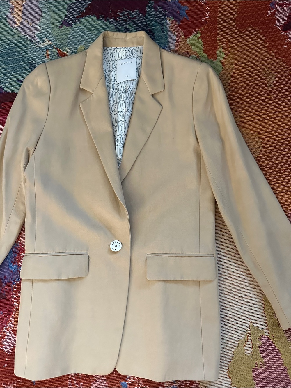 Sandro Light Beige Single-Button Blazer
